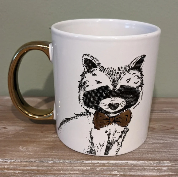 AMERICAN ATELIER Gold Accented Racoon Mug Mug - Picture 1 of 5